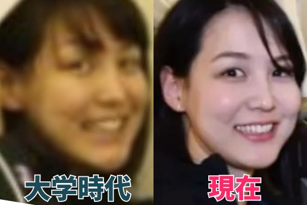 に田中真美子さんの輪郭を昔の画像と比較